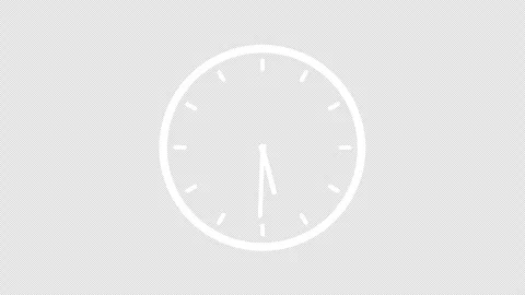 White clock icon with moving arrows in 12 hour loop. Stopwatch animation Stock Footage 325615725
