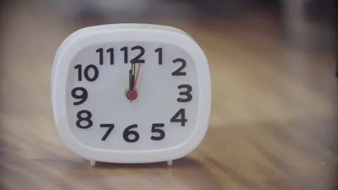 White Clock Pointing at 12 Stock Footage 260292584