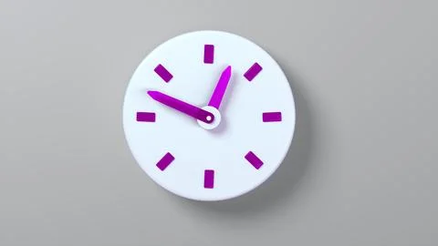 White Clock with Purple Arrows and Signs on Grey Background. Countdown Concept. イラスト素材