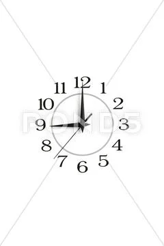 White clock showing nine isolated Stock Photos