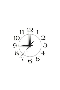 White clock showing nine isolated Stock Photos