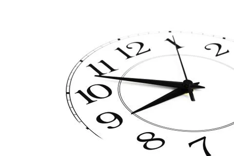White clock showing time about nine isolated Stock Photos