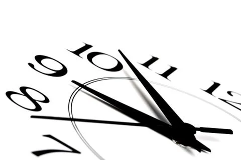 White clock showing time about nine isolated Stock Photos