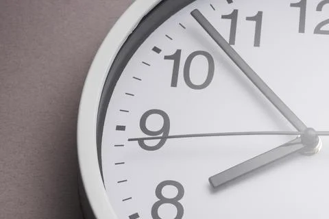 White clock ticking showing 8 oclock Stock Photos