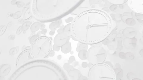 White Clock time is very fast on many white clock. Minimal idea concept. Stock Footage 265122910