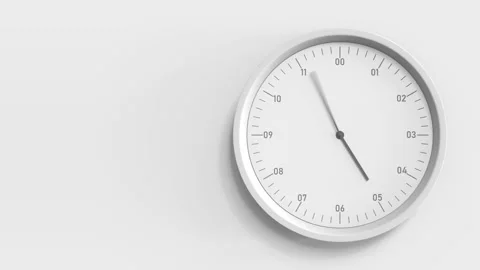 White clock on the wall, looping 3D animation Stock Footage 153625506