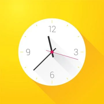 White clock on yellow wall Stock Illustration