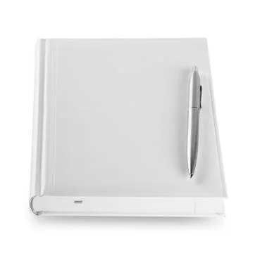 White closed diary with pen Foto stock