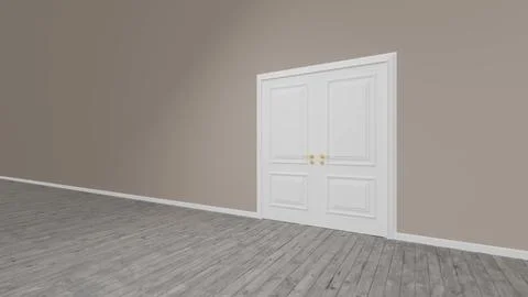 White closed double door in empty room with wooden floor Stock-Illustration
