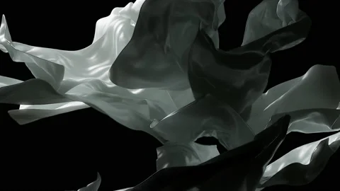 White cloth, black background, silk, satin, cotton, 4K animation, photorealistic Stock Footage