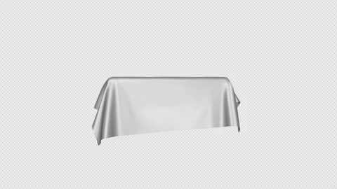 White Cloth Slides Off Covered Object Unveiling Transition with Alpha Stock-Footage 347589282