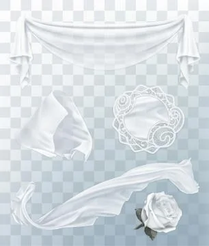 White cloth with transparency, set of vector elements Stock Illustration