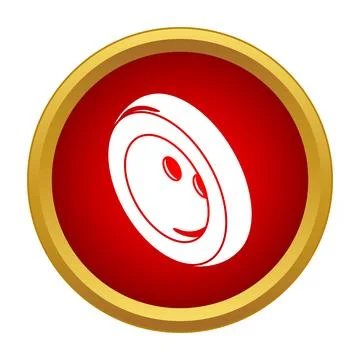 White clothes button icon in red circle 库存插图