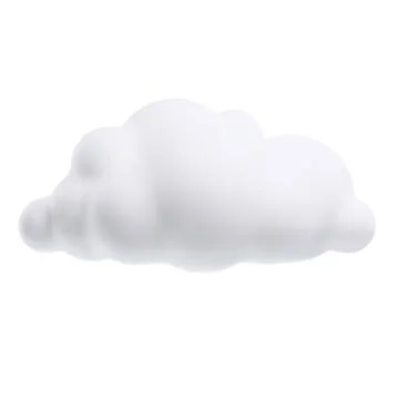 White cloud 3D cartoon plastic style vector icon, weather forecast cloudy symbol Stock Illustration