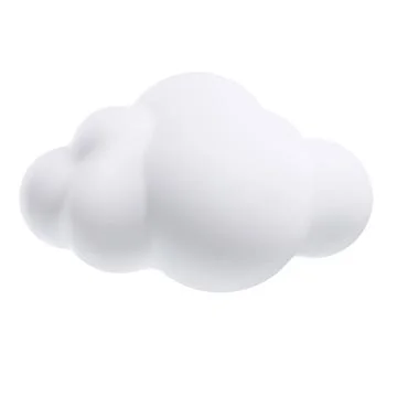 White cloud 3D plastic style vector icon, cartoon weather forecast cloudy symbol Stock Illustration