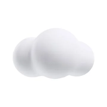 White cloud 3D plastic style vector icon, cartoon weather forecast cloudy symbol Stock Illustration