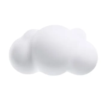 White cloud 3d plastic style vector icon, cartoon weather forecast overcast Stock Illustration