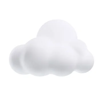 White cloud 3D plastic style vector icon, cartoon weather forecast cloudy symbol Stock Illustration