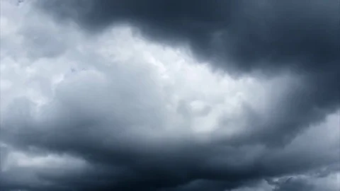 White Cloud and Black Storm Cloud Moving On Sky - Time Lapse Stock Footage 76548517