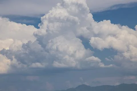 White cloud and blue sky background image. Stock Photos