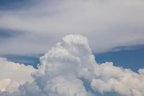 White cloud and blue sky background image. Stock Photos