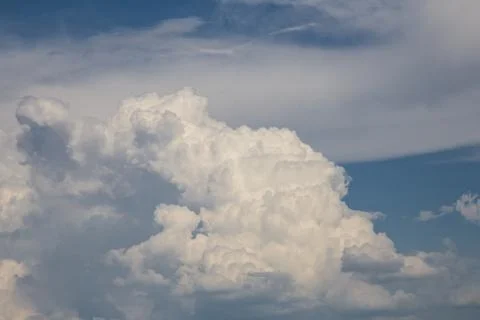 White cloud and blue sky background image. Stock Photos