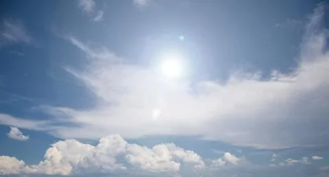 White cloud and blue sky background image. Stock Photos