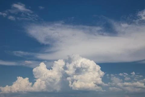 White cloud and blue sky background image. Stock Photos