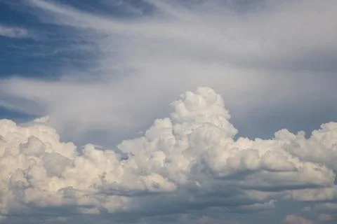 White cloud and blue sky background image. Stock Photos