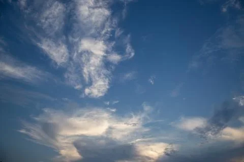 White cloud and blue sky background image. Stock Photos