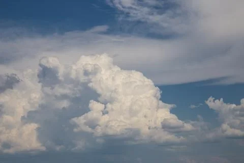 White cloud and blue sky background image. Stock Photos