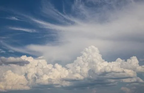 White cloud and blue sky background image. Stock Photos