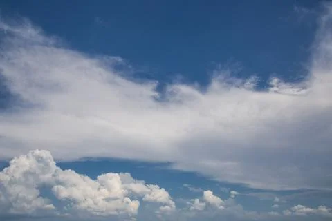White cloud and blue sky background image. Stock Photos