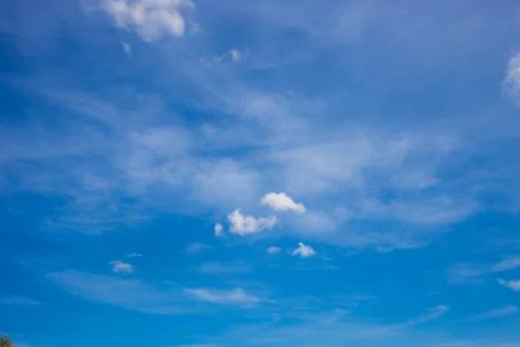 White cloud and blue sky background image. Stock Photos