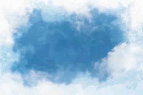 White cloud and blue sky background ,watercolor digital painting style Stock Photos