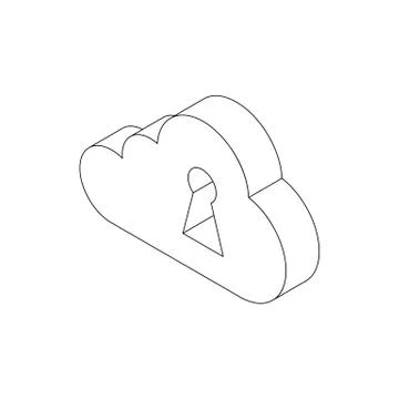 White cloud and keyhole icon, isometric 3d style Stock Illustration
