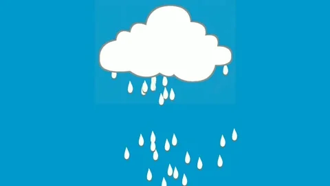 White cloud and Water drop rain animation green screen,4K video motion Stock Footage 233331652