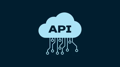 White Cloud api interface icon isolated on blue background. Application Stock Footage 230013224