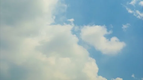 White cloud on blue sky background timelapse, Beauty of bright sunny summer Stock Footage 107678095