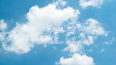 White cloud on blue sky background time lapse, Beauty of bright sunny summer Stock Footage 107678125