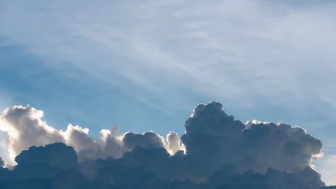 White cloud on blue sky background timelapse Stock Footage 112821234