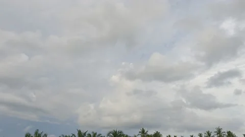 White cloud on blue sky change to dark thunder rain storm cloudscape Stock Footage 157163888