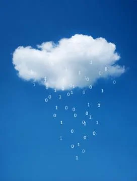 White cloud on blue sky. The concept of cloud technologies. Stock Photos