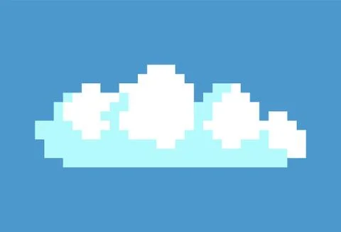 White Cloud in Blue Sky Vector Illustration Pixel Illustrazione stock