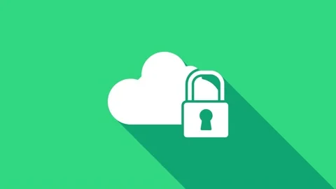 White Cloud computing lock icon isolated on green background. Security, safety Stock Footage 146948859