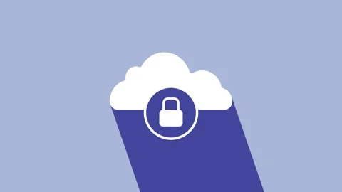 White Cloud computing lock icon isolated on purple background. Security, safety Stock Footage 225898160
