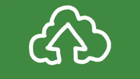 White cloud computing upload cartoon graphic with chalk outline cloud storage Stock Footage 336268484