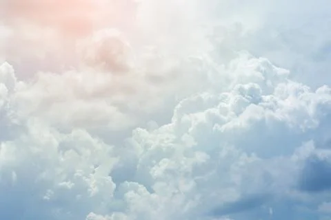 White cloud covered sky, cloudy dramatic sky, abstract heaven background 写真素材