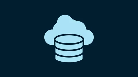 White Cloud database icon isolated on blue background. Cloud computing concept Stock Footage 229575969