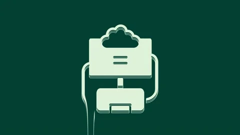 White Cloud database icon isolated on green background. Cloud computing concept Stock Footage 236005159